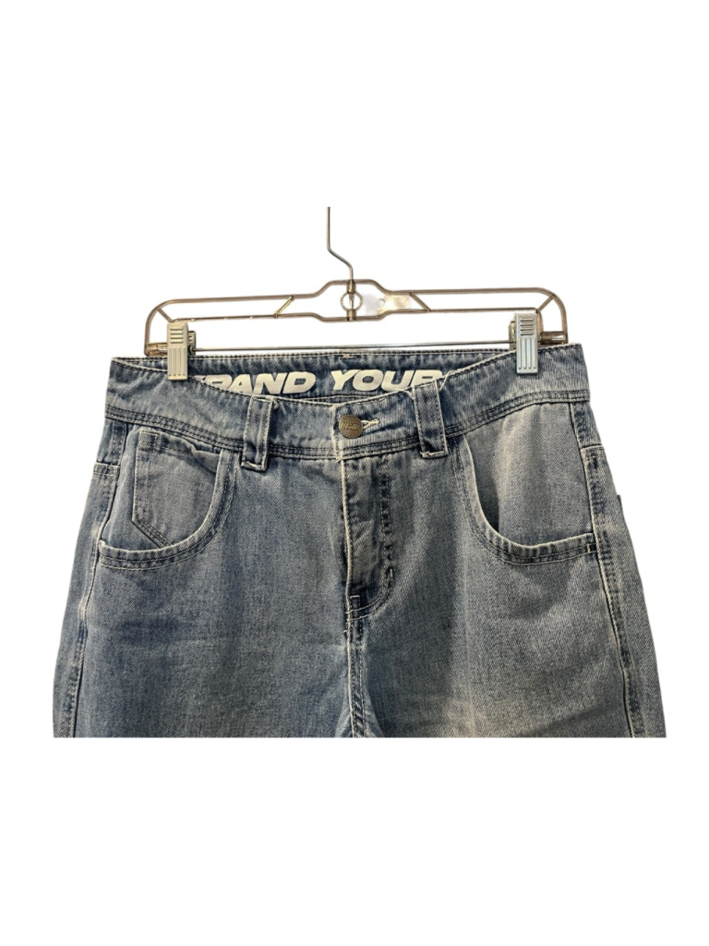 A. LAB Ether Stars Blue Ultra Loose 90's Inspired Embroidered Stars Jeans Size 4 - Picture 5 of 13